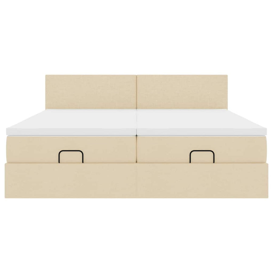 Ottoman bed met matrassen 180x200cm stof crèmekleurig