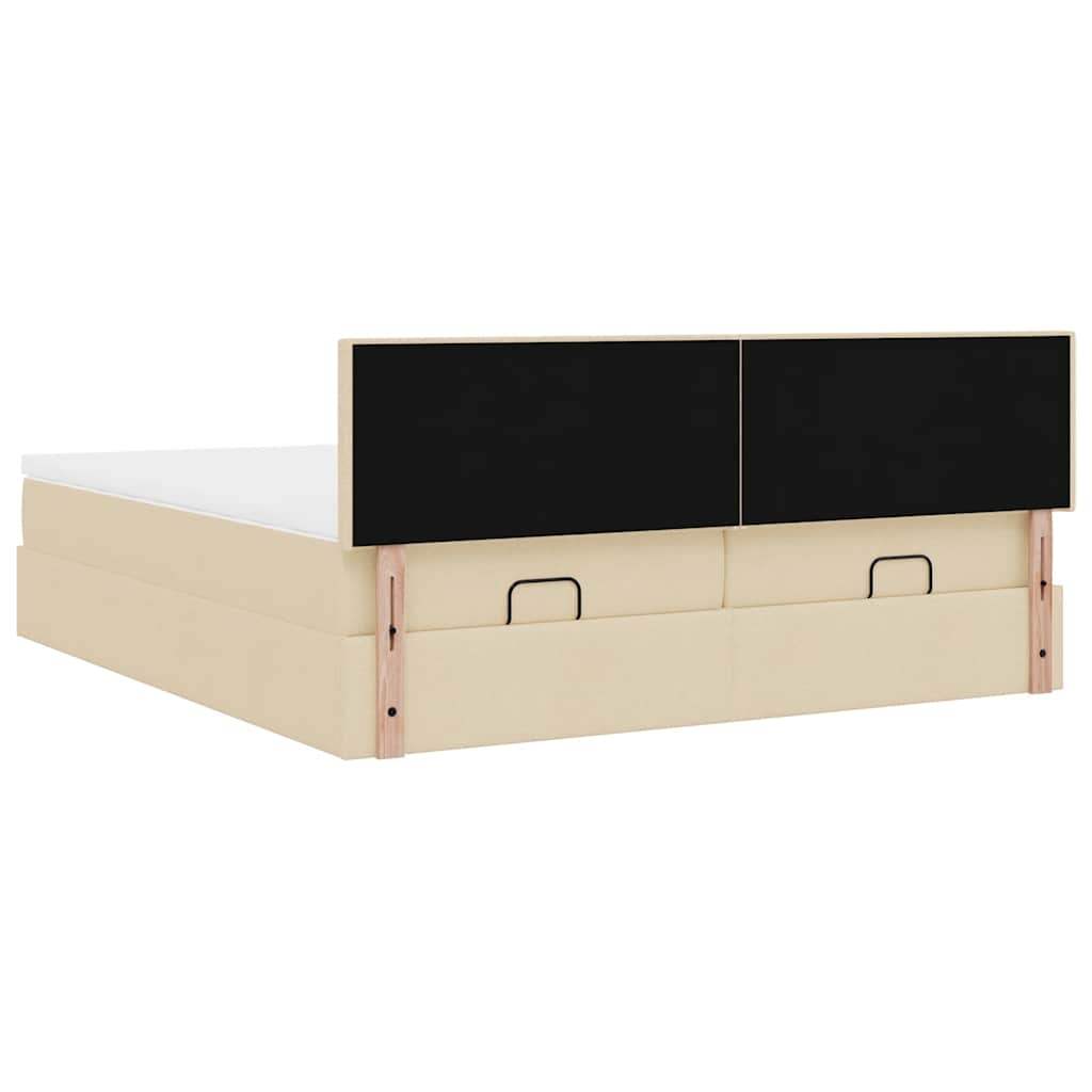 Ottoman bed met matrassen 180x200cm stof crèmekleurig