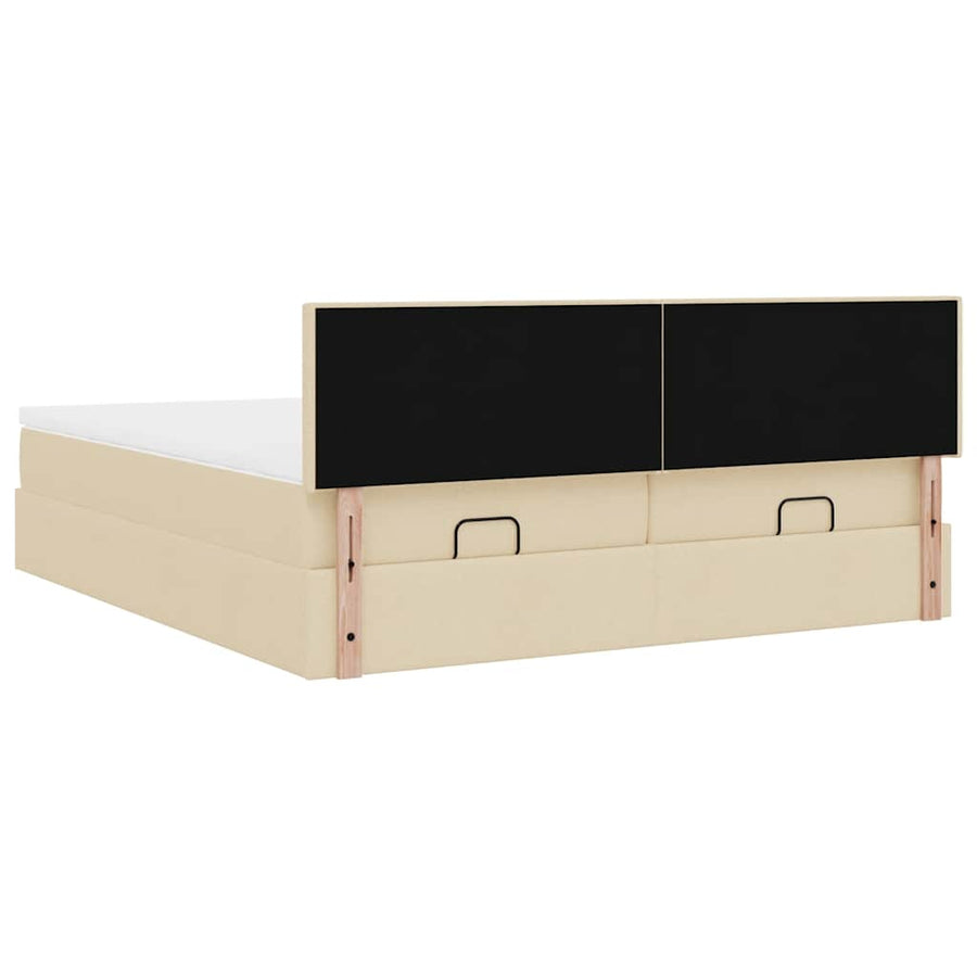 Ottoman bed met matrassen 180x200cm stof crèmekleurig
