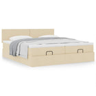 Ottoman bed with mattresses 180x200cm fabric cream