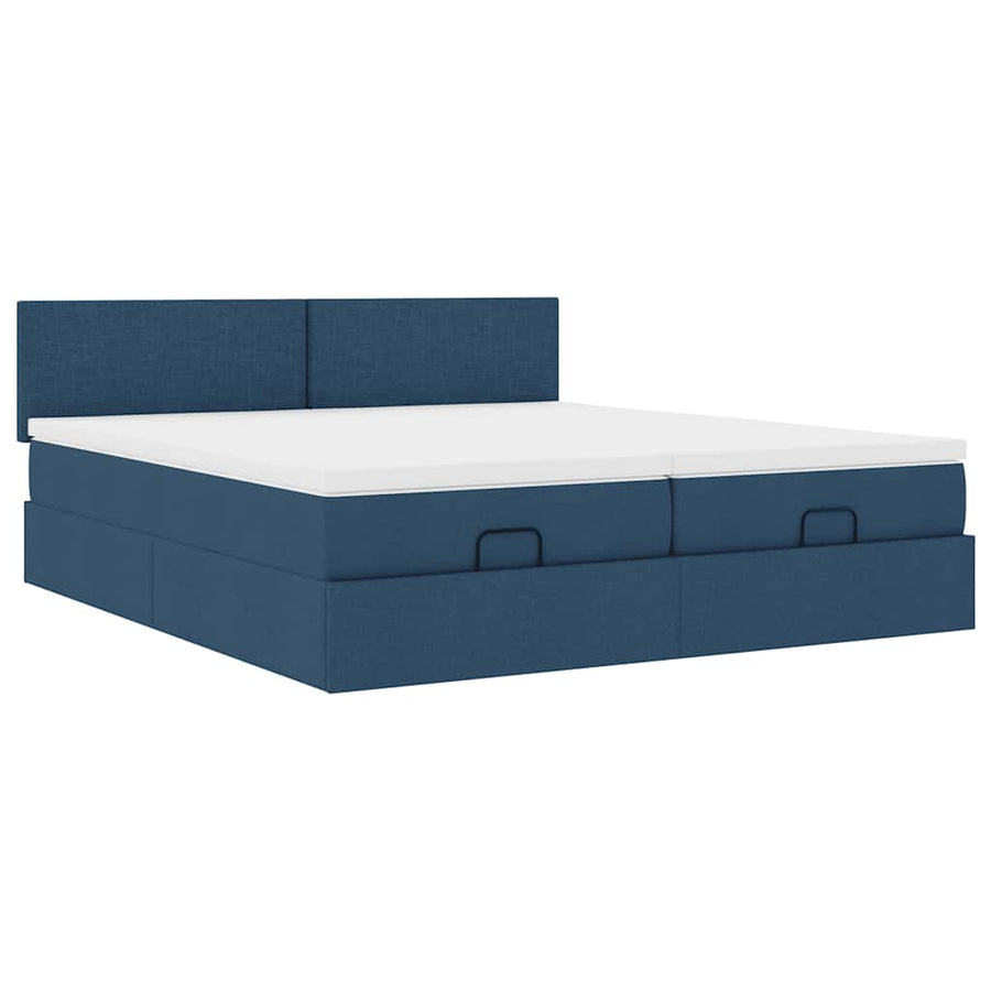 Ottoman bed met matrassen 180x200cm stof blauw