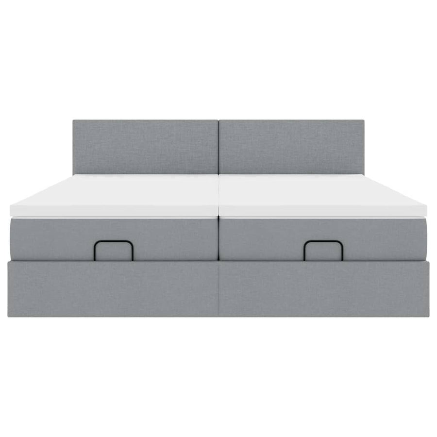 Ottoman bed met matrassen 200x200cm stof lichtgrijs