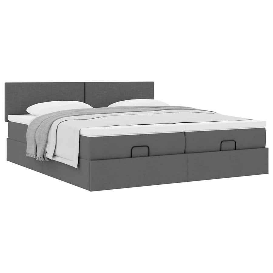 Ottoman bed met matrassen 200x200cm stof donkergrijs