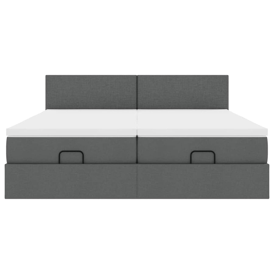 Ottoman bed met matrassen 200x200cm stof donkergrijs