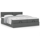 Ottoman bed with mattresses 200x200cm dark grey fabric