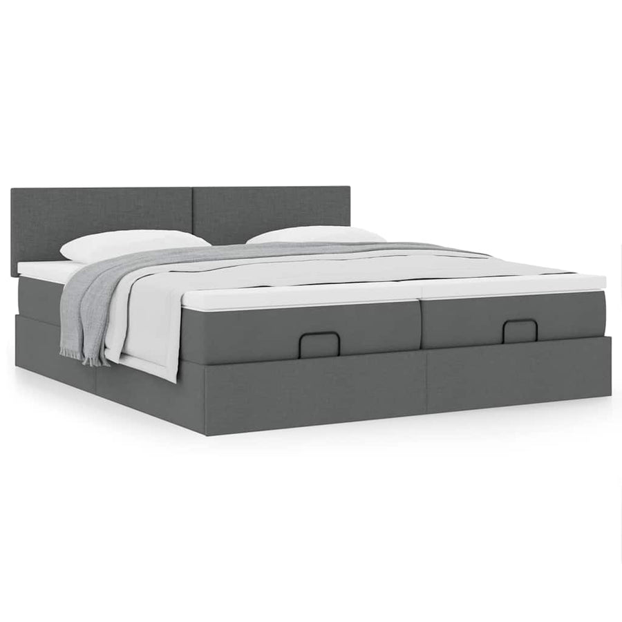 Ottoman bed met matrassen 200x200cm stof donkergrijs