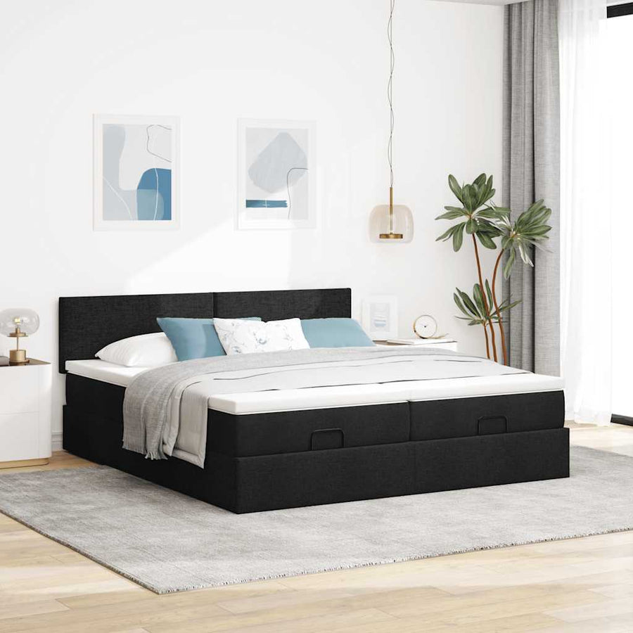 Ottoman bed met matrassen 200x200cm stof zwart
