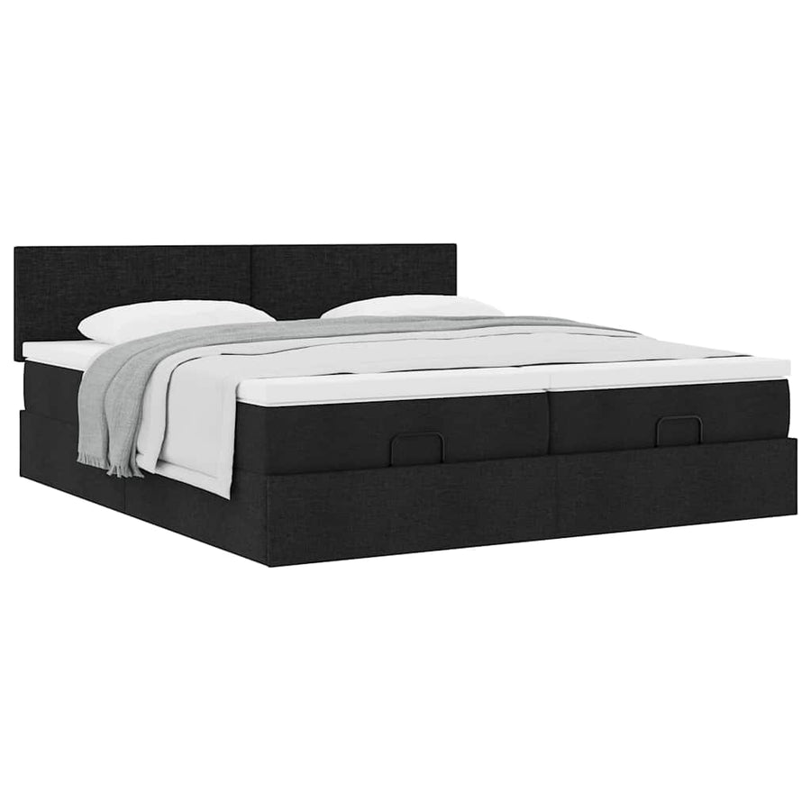 Ottoman bed met matrassen 200x200cm stof zwart