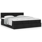 Ottoman bed with mattresses 200x200cm fabric black