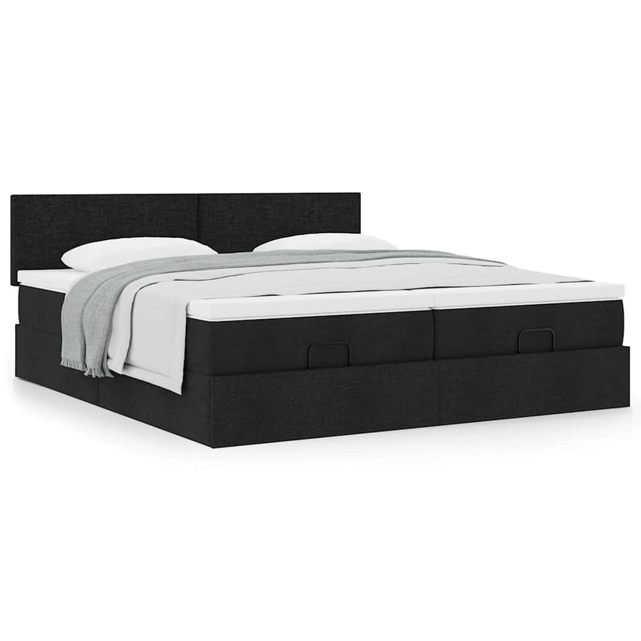 Ottoman bed met matrassen 200x200cm stof zwart