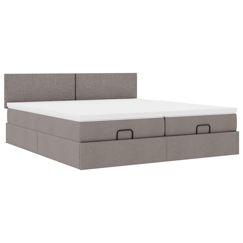 Ottoman bed met matrassen 200x200cm stof taupe
