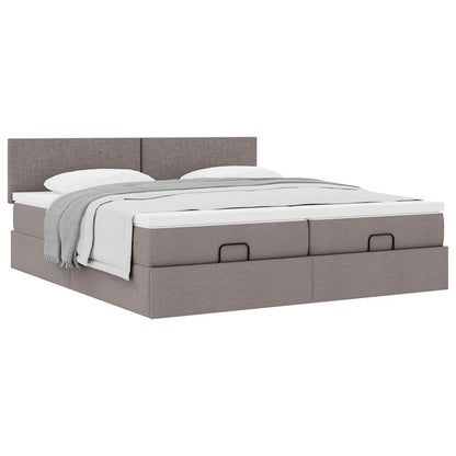 Ottoman bed met matrassen 200x200cm stof taupe