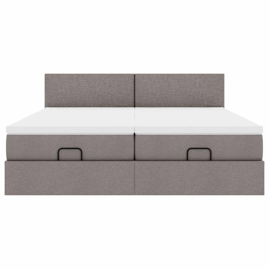 Ottoman bed met matrassen 200x200cm stof taupe