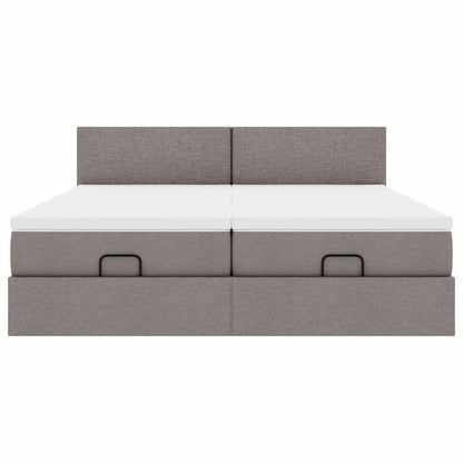 Ottoman bed met matrassen 200x200cm stof taupe