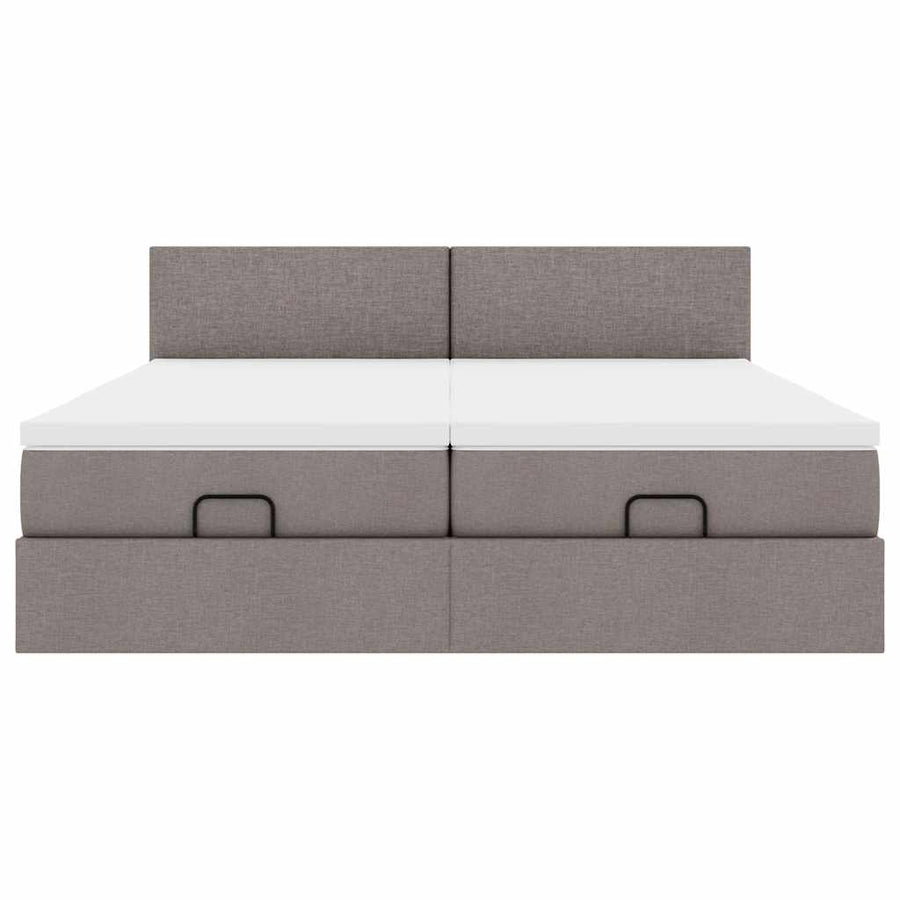 Ottoman bed met matrassen 200x200cm stof taupe