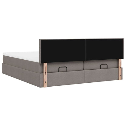 Ottoman bed met matrassen 200x200cm stof taupe