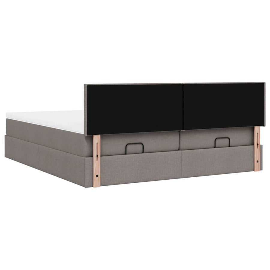 Ottoman bed met matrassen 200x200cm stof taupe