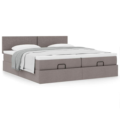 Ottoman bed met matrassen 200x200cm stof taupe