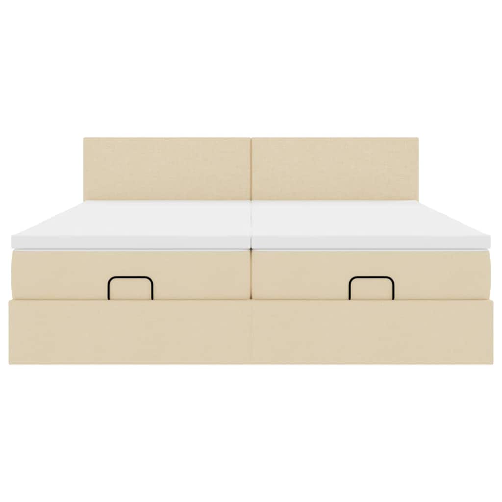Ottoman bed met matrassen 200x200cm stof crèmekleurig