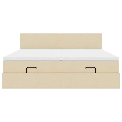 Ottoman bed met matrassen 200x200cm stof crèmekleurig