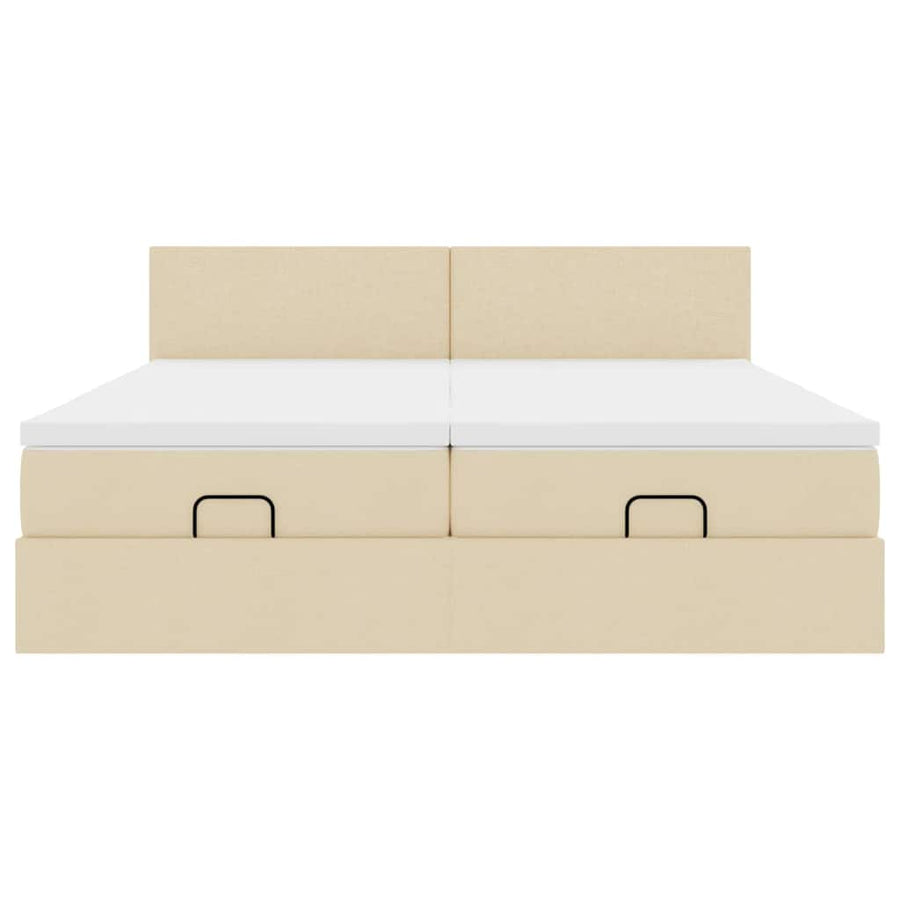 Ottoman bed met matrassen 200x200cm stof crèmekleurig