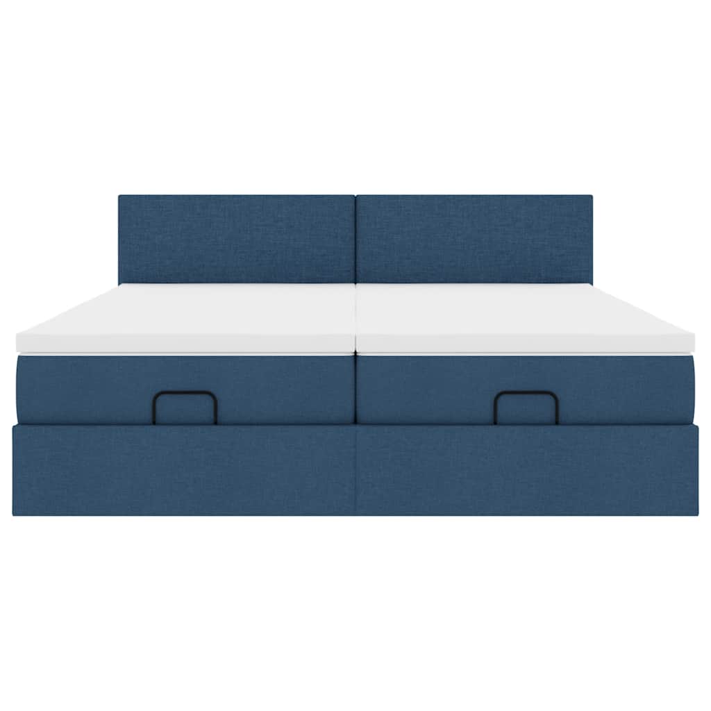 Ottoman bed met matrassen 200x200cm stof blauw