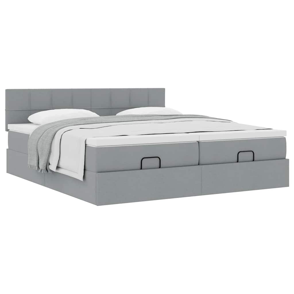 Ottoman bed met matrassen 160x200cm stof lichtgrijs