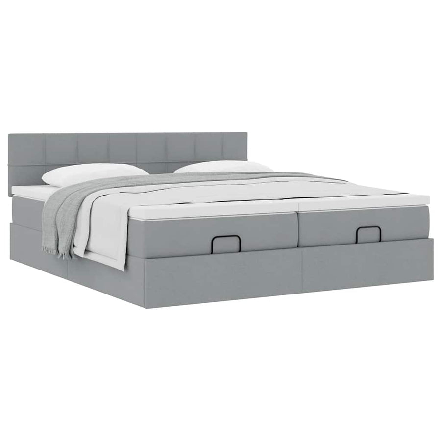 Ottoman bed met matrassen 160x200cm stof lichtgrijs