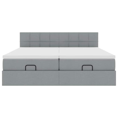 Ottoman bed met matrassen 160x200cm stof lichtgrijs