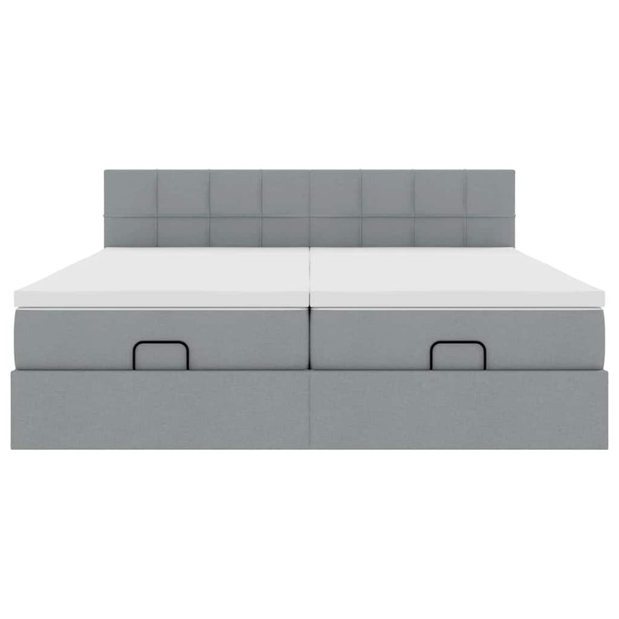 Ottoman bed met matrassen 160x200cm stof lichtgrijs