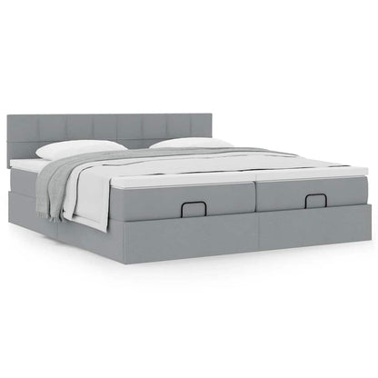 Ottoman bed met matrassen 160x200cm stof lichtgrijs