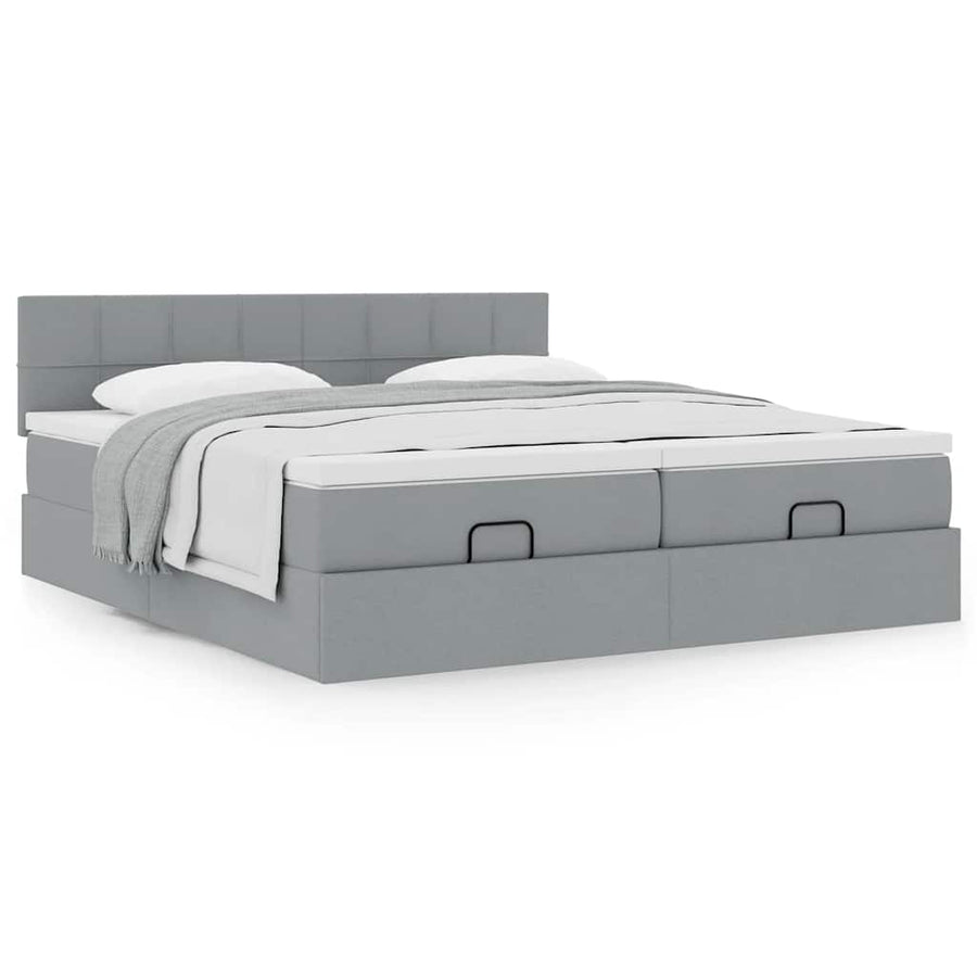 Ottoman bed met matrassen 160x200cm stof lichtgrijs