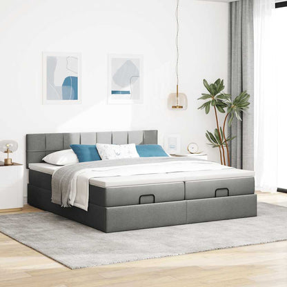 Ottoman bed met matrassen 160x200cm stof donkergrijs