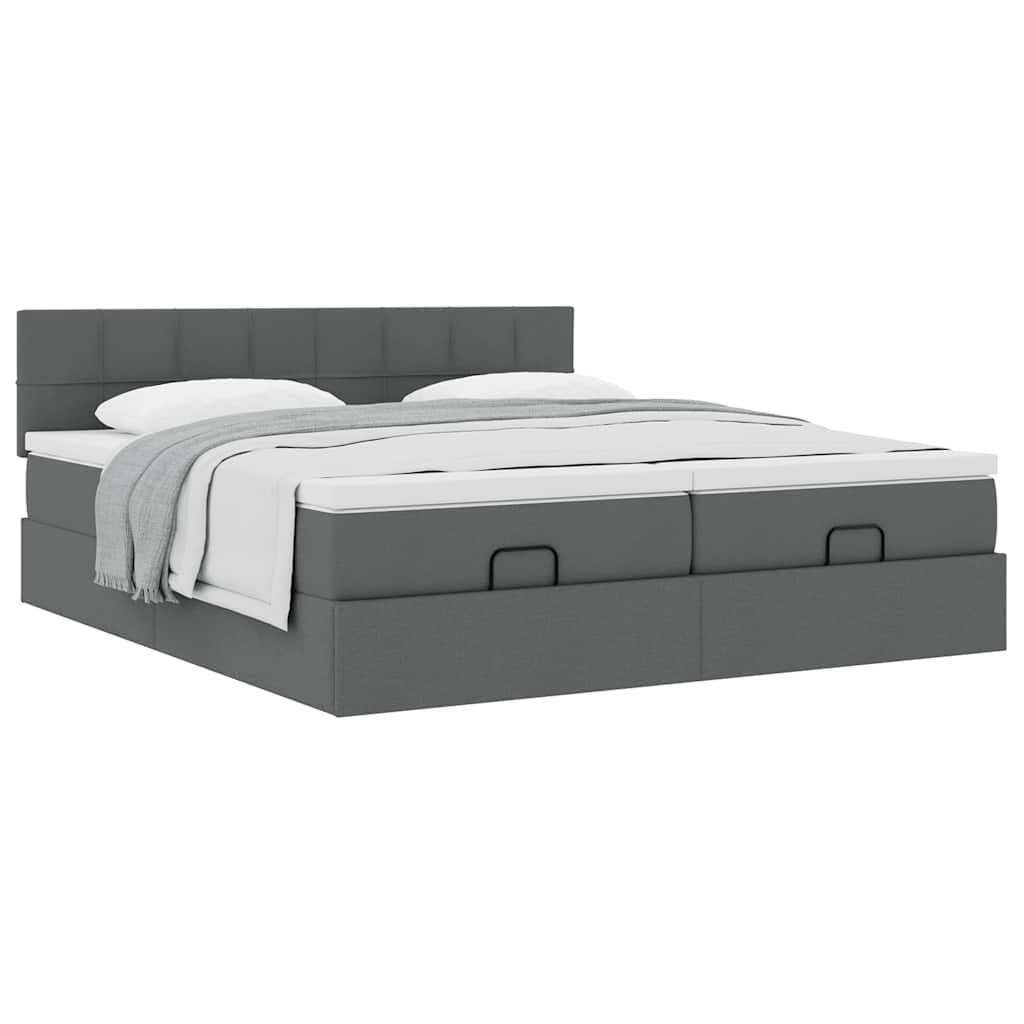 Ottoman bed met matrassen 160x200cm stof donkergrijs