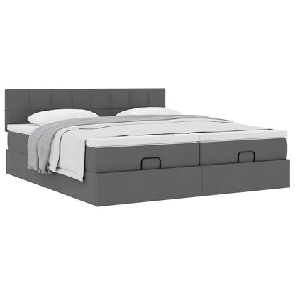 Ottoman bed met matrassen 160x200cm stof donkergrijs