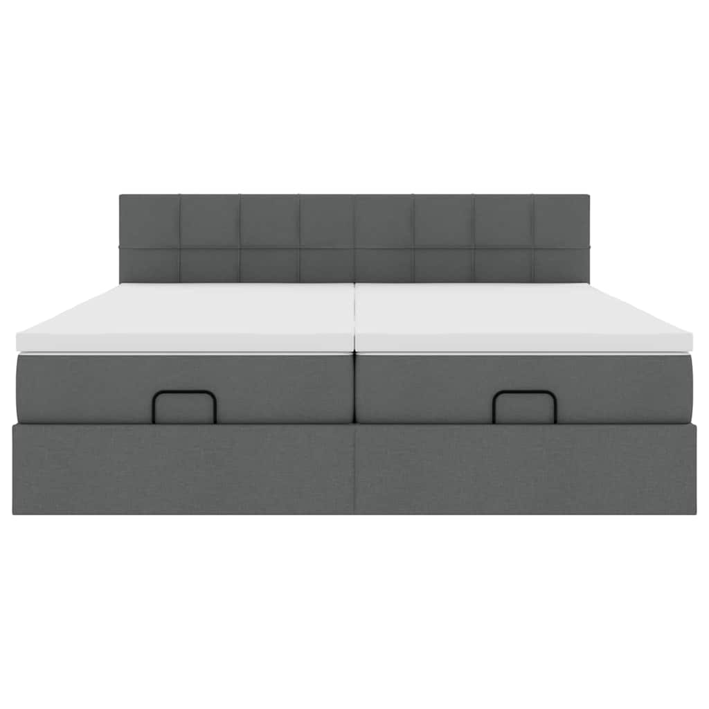 Ottoman bed met matrassen 160x200cm stof donkergrijs