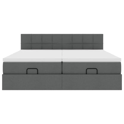 Ottoman bed met matrassen 160x200cm stof donkergrijs