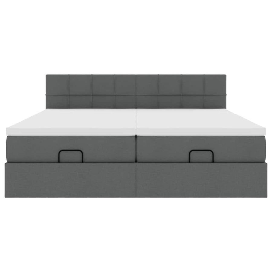 Ottoman bed met matrassen 160x200cm stof donkergrijs