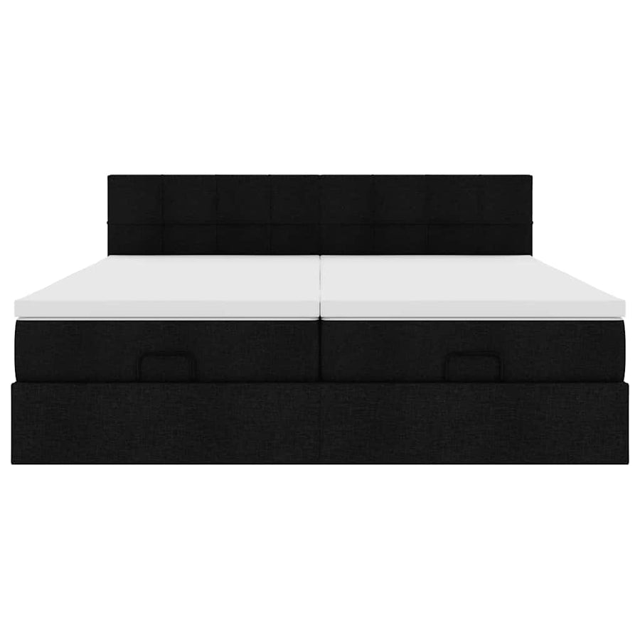 Ottoman bed met matrassen 160x200cm stof zwart
