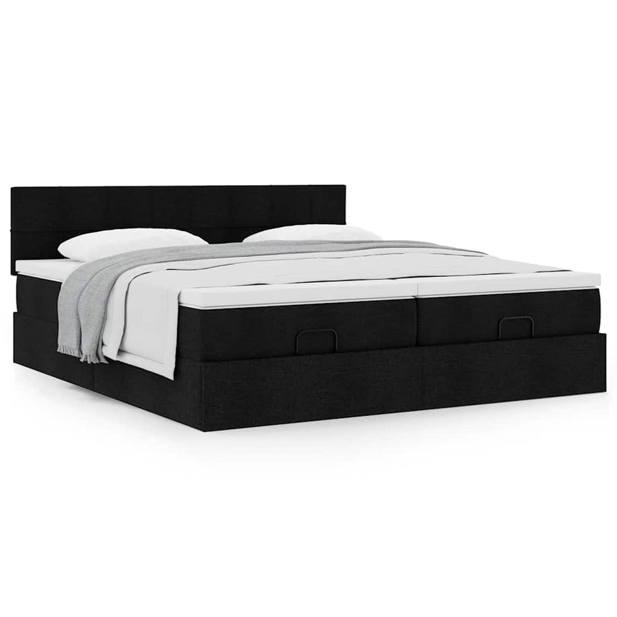 Ottoman bed met matrassen 160x200cm stof zwart