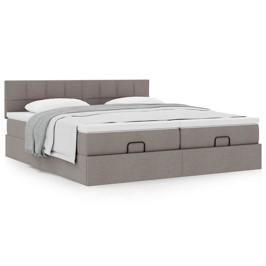 Ottoman bed met matrassen 160x200cm stof taupe