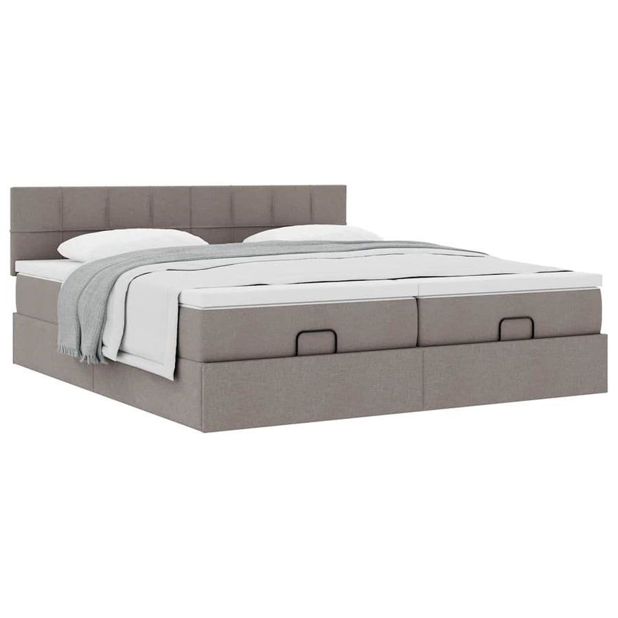 Ottoman bed met matrassen 160x200cm stof taupe