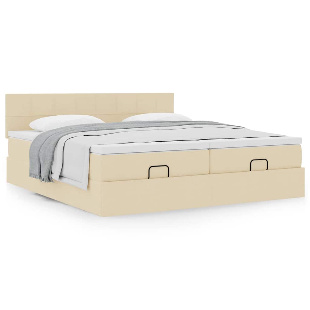 Ottoman bed met matrassen 160x200cm stof crèmekleurig