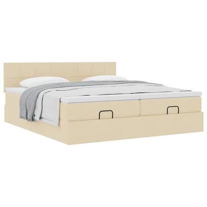 Ottoman bed met matrassen 160x200cm stof crèmekleurig