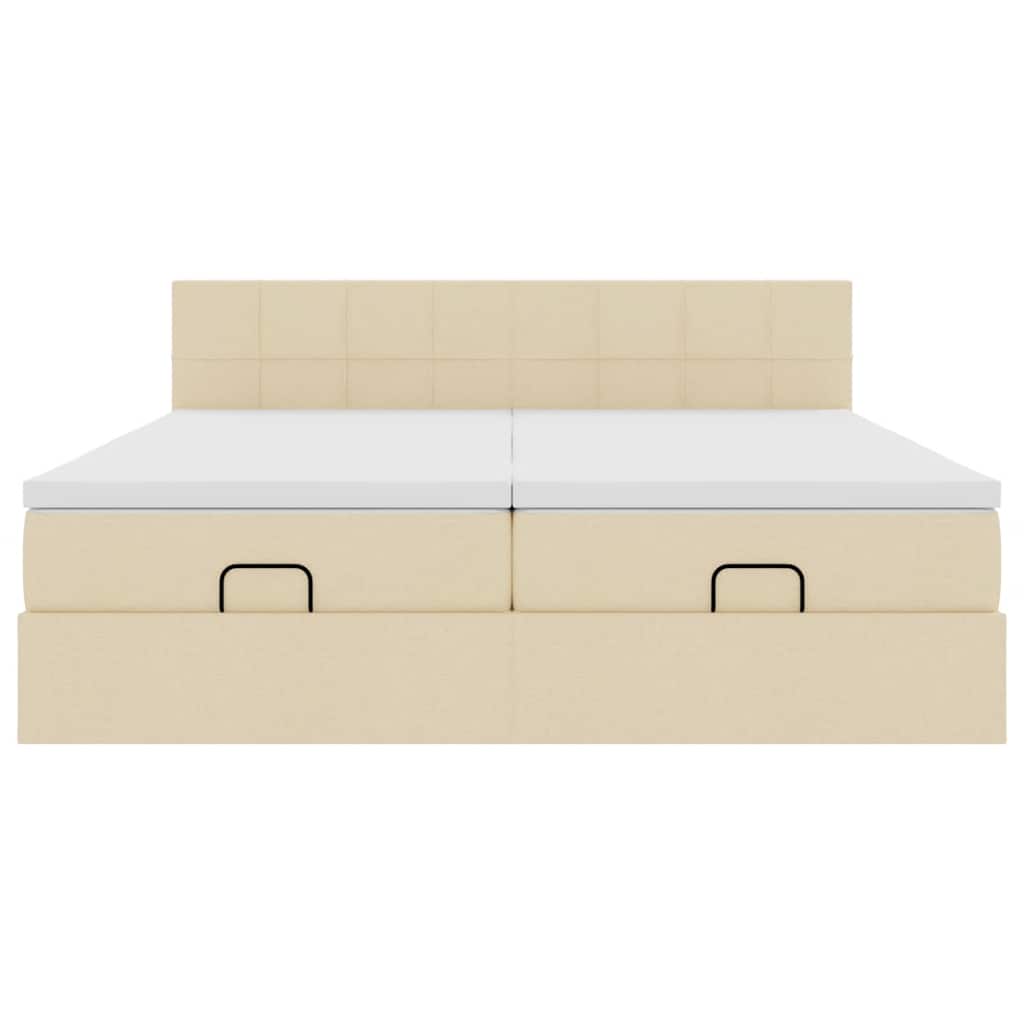 Ottoman bed met matrassen 160x200cm stof crèmekleurig