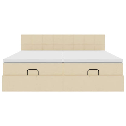 Ottoman bed met matrassen 160x200cm stof crèmekleurig