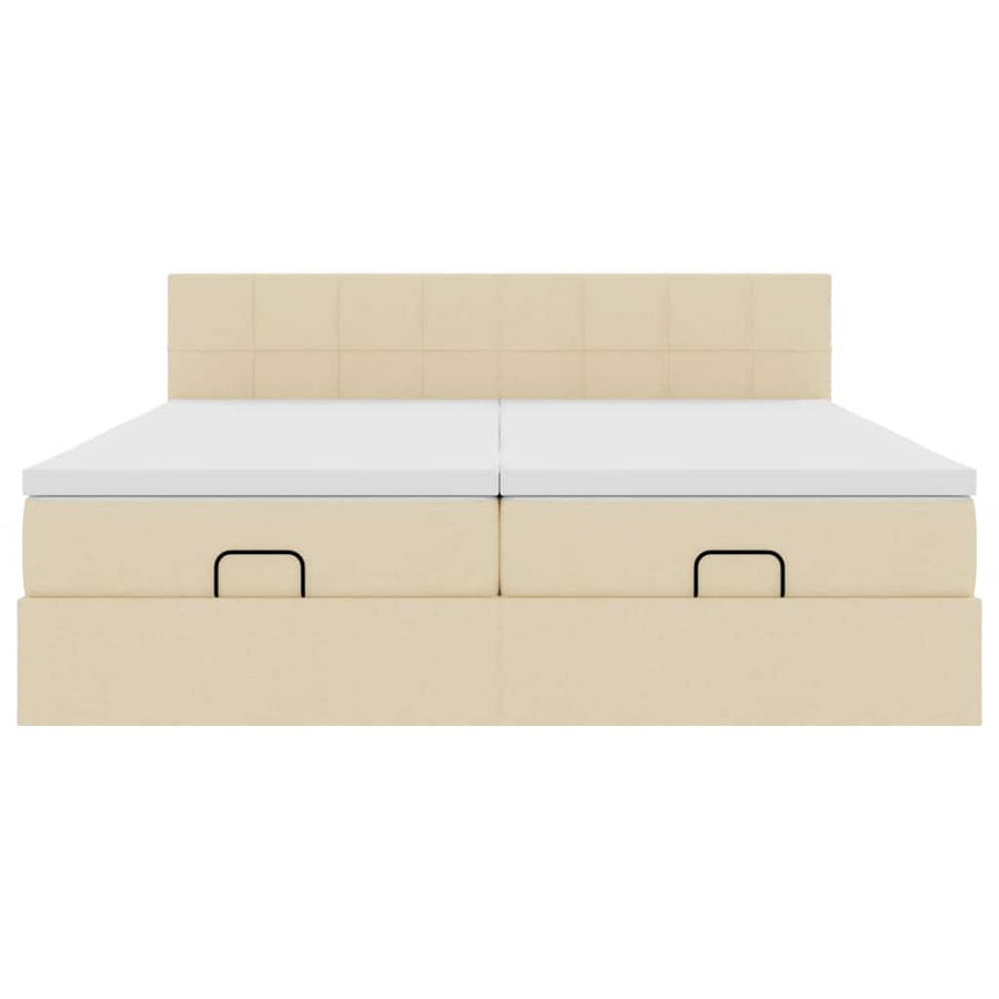 Ottoman bed met matrassen 160x200cm stof crèmekleurig