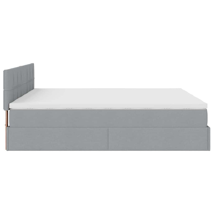 Ottoman bed met matrassen 180x200cm stof lichtgrijs