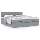 Ottoman bed with mattresses 180x200cm fabric light grey