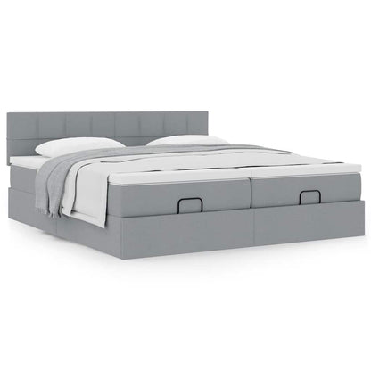 Ottoman bed met matrassen 180x200cm stof lichtgrijs